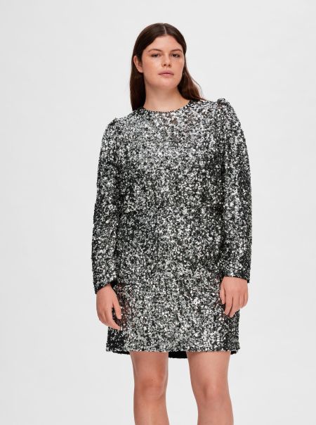 Femme Robes Paillettes Mini-Robe Silver Selected
