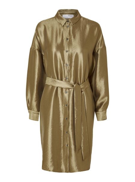 Métallisé Robe-Chemise Femme Gold Colour Robes Selected