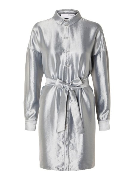 Robes Silver Femme Selected Métallisé Robe-Chemise