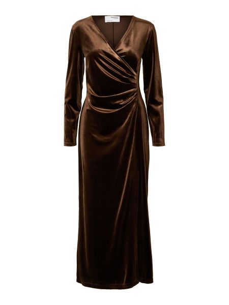 Robes Velours Robe Cache-Cœur Copper Brown Femme Selected