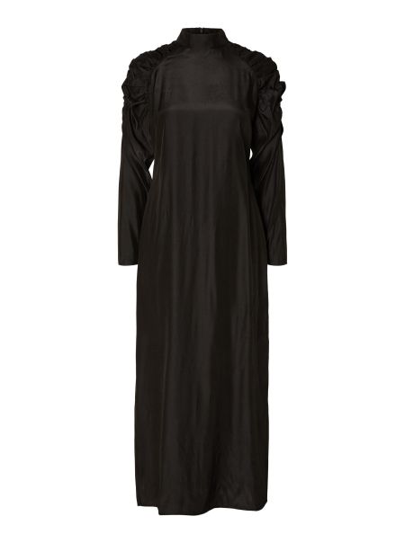 Satin Robe Longue Black Robes Selected Femme