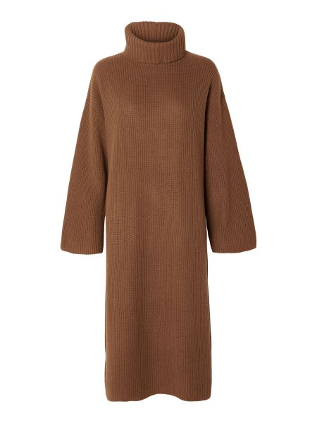 Robes Selected Toasted Coconut En Maille Robe Mi-Longue Femme