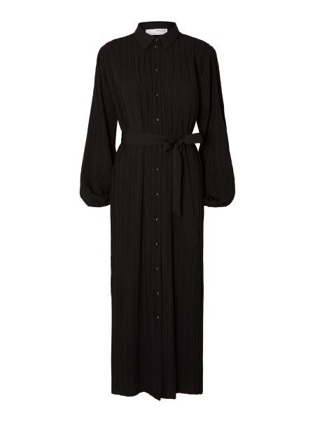 Robes Black Plissé Robe-Chemise Femme Selected