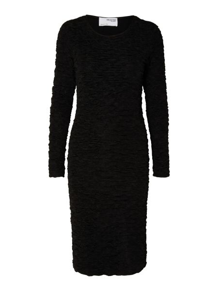Femme Robes Manches Longues Robe Mi-Longue Black Selected