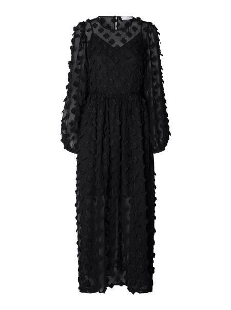 Black Selected Robes Femme Texturé Robe Longue
