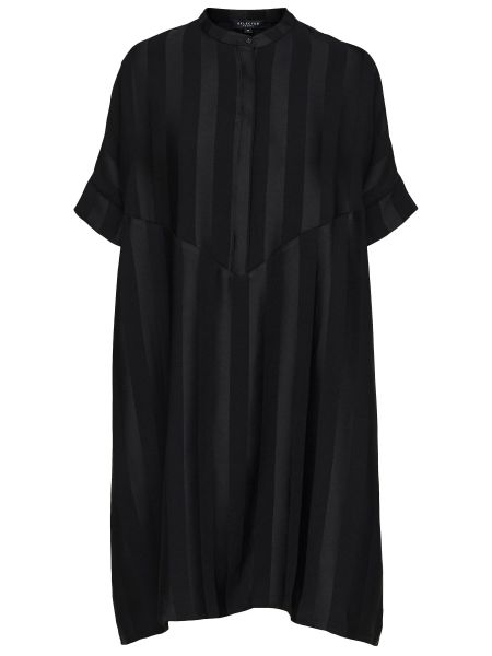 Selected Femme Black Satin Surdimensionné Mini-Robe Robes