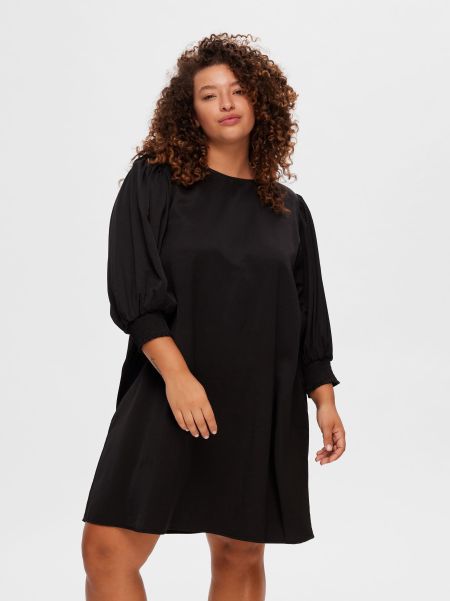 Femme Black Robes Selected Satin Mini-Robe