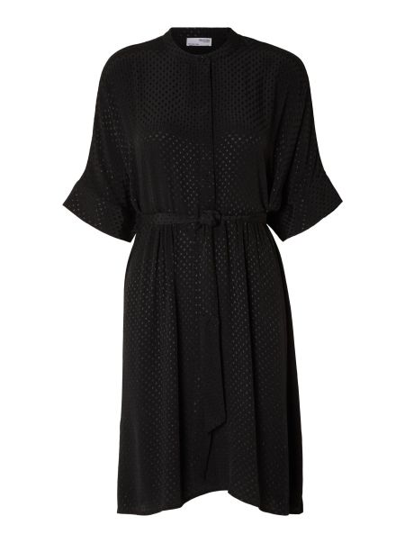 Selected Satin Mini-Robe Black Femme Robes