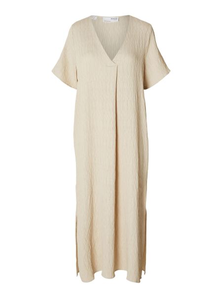 Robes Satin Plissé Robe Mi-Longue Sandshell Femme Selected