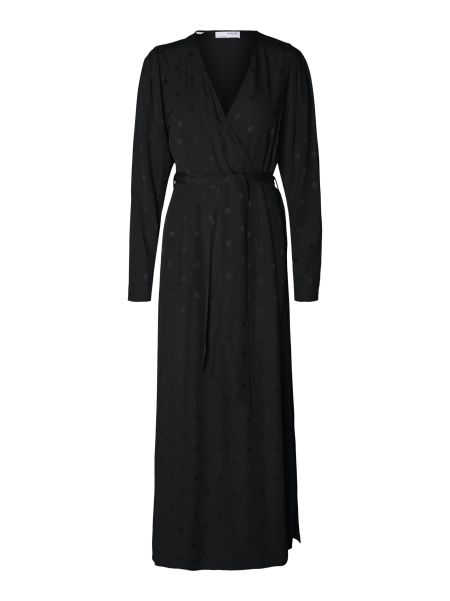 Robes Satin Robe Cache-Cœur Selected Femme Black