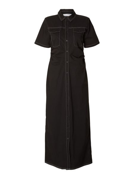 Femme Manches Courtes Robe-Chemise Black Selected Robes
