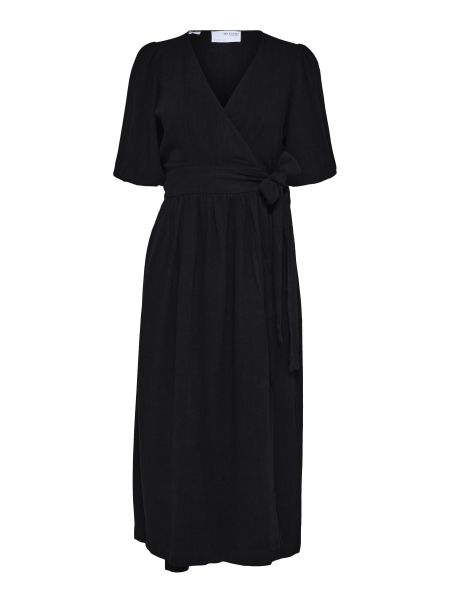 Curve - Mi-Longue Robe Cache-Cœur Black Selected Robes Femme