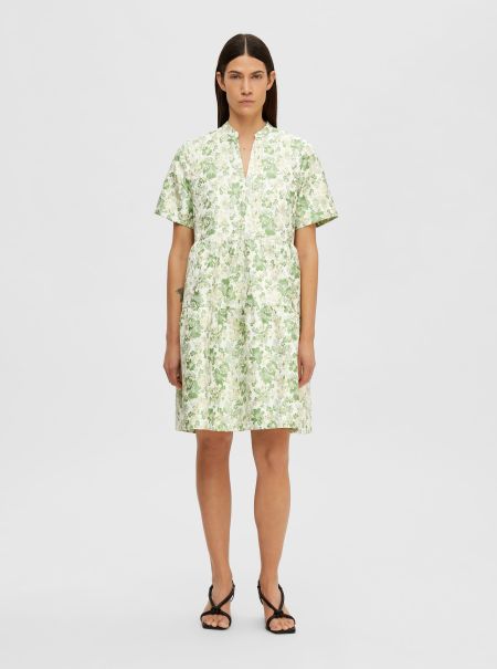Femme Robes Jacquard Floral Mini-Robe Selected Sharp Green
