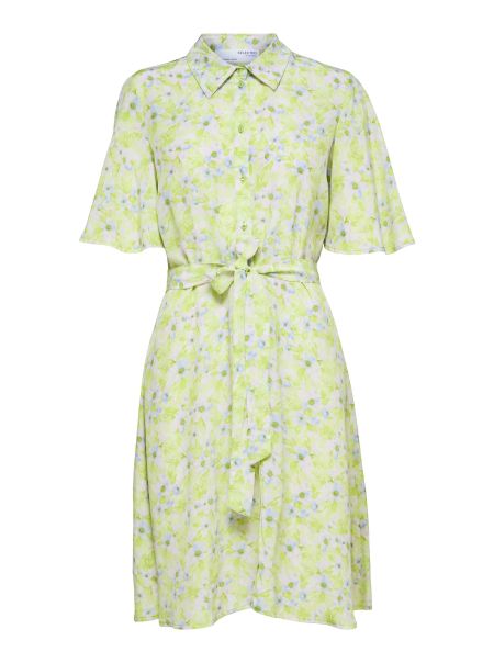 Floral Robe-Chemise Selected Sharp Green Femme Robes