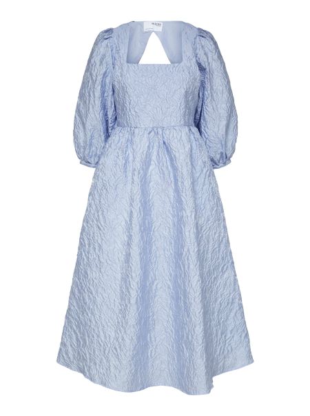 Robes Puff-Sleeved Robe Mi-Longue Blue Heron Femme Selected