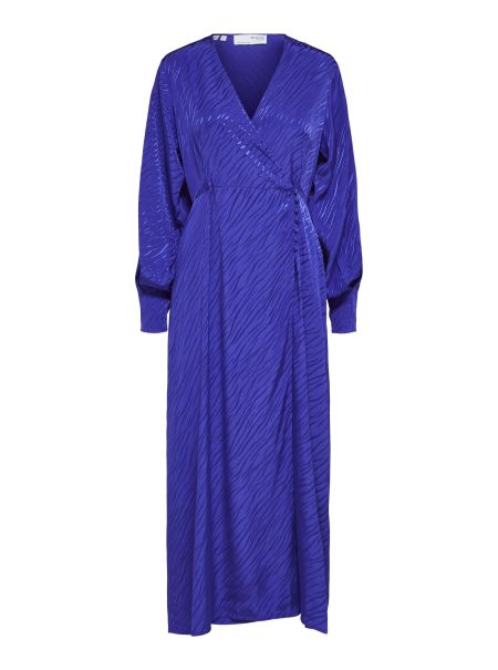 Satin Robe Cache-Cœur Selected Royal Blue Femme Robes