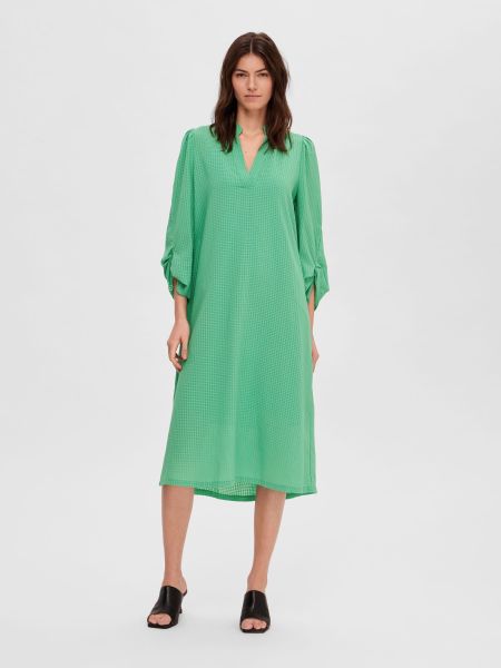 Absinthe Green Selected Robe Mi-Longue Robes Femme