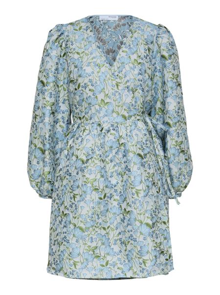 Robes Jacquard Floral Robe Cache-Cœur Femme Selected Blue Heron