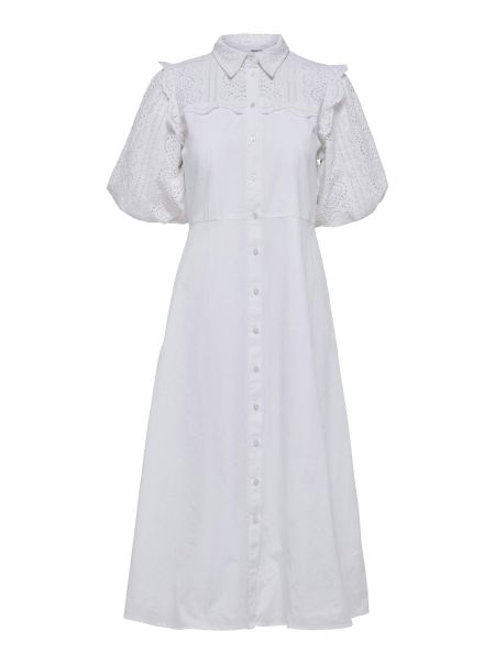 Robes Broderie Anglaise Robe À Manches Courtes Selected Femme Bright White
