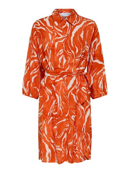 Femme Selected Robes Orangeade Imprimé Robe-Chemise