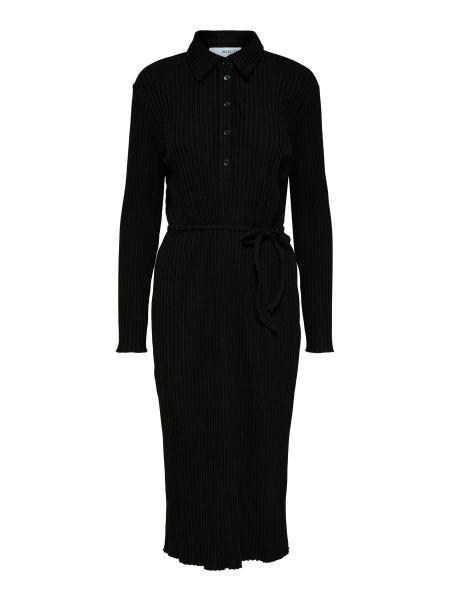 Black Selected Côtelé Robe Mi-Longue Robes Femme