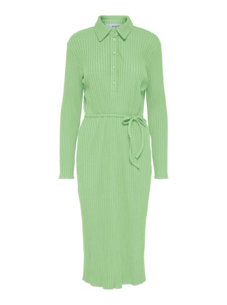 Robes Selected Pistachio Green Femme Côtelé Robe Mi-Longue