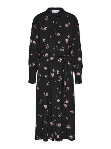 Imprimé Robe Mi-Longue Selected Robes Femme Black