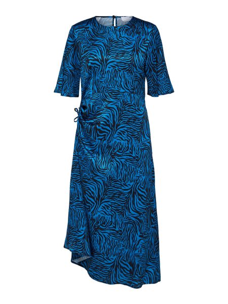 Princess Blue Selected Satin Robe Cache-Cœur Femme Robes