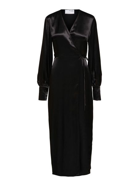 Black Femme Robes Satin Robe Cache-Cœur Selected