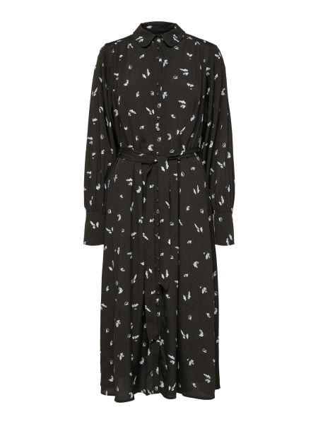 Black Selected Imprimé Robe Mi-Longue Femme Robes