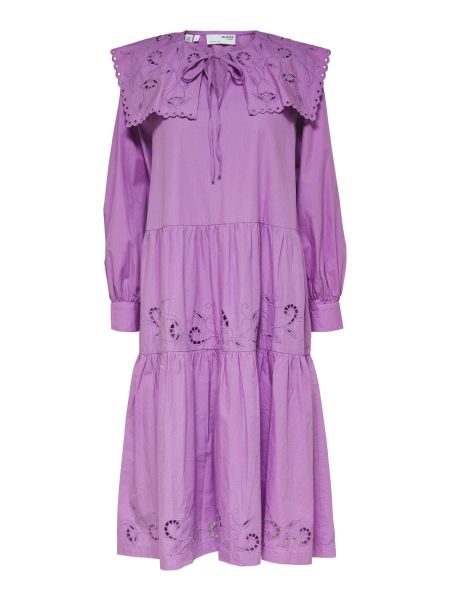 African Violet Broderie Robe Mi-Longue Robes Selected Femme