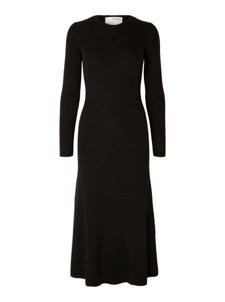 En Maille Métallisée Robe Mi-Longue Tricots Black Selected Femme
