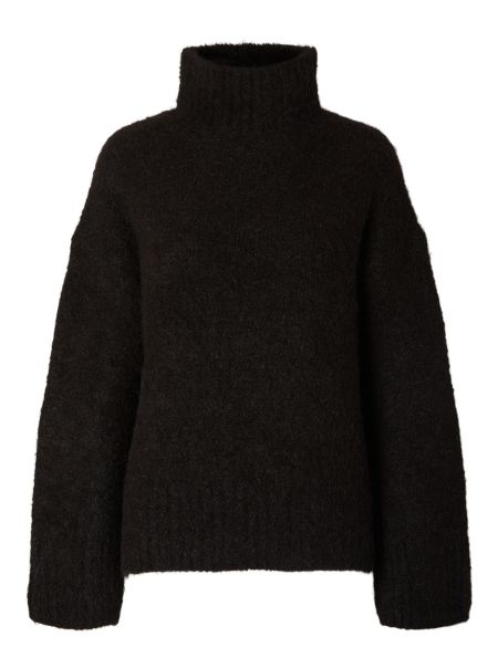 Tricots Selected Black Femme Col Montant Pullover