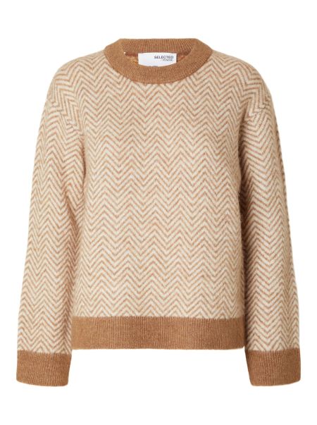 Selected Tricots Toasted Coconut Femme Imprimé Pullover