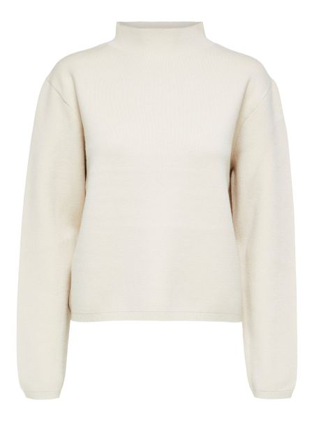 Selected Birch Femme Col Montant Pull En Maille Tricots