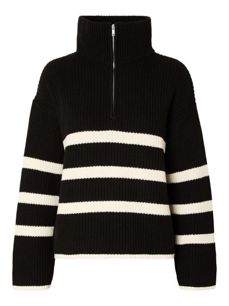 Half-Zip Pullover Tricots Femme Black Selected