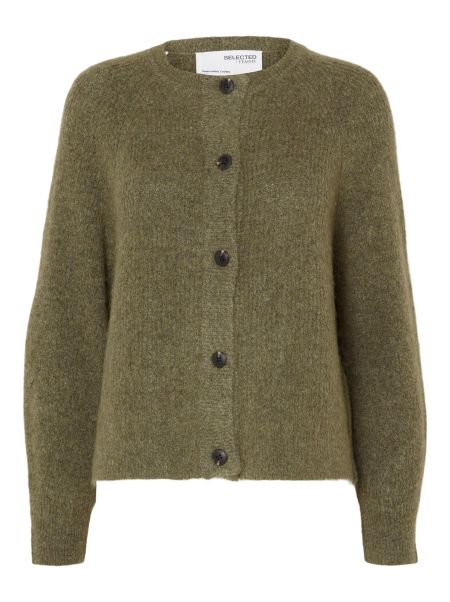Femme Dusky Green Manches Longues Cardigan Tricots Selected