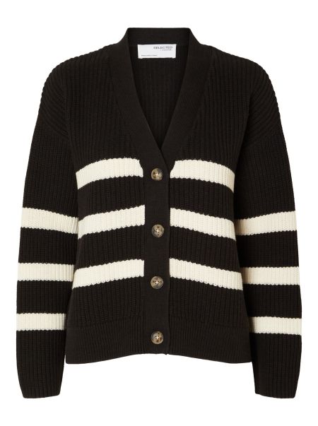 Selected Tricots Femme Black À Rayures Cardigan