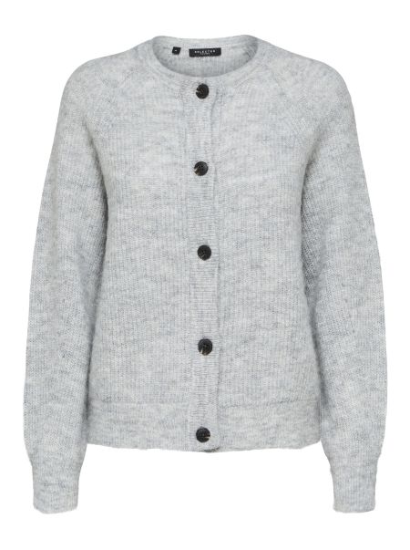 Tricots Femme Selected Light Grey Melange Manches Longues Cardigan