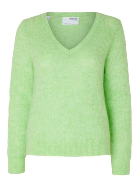 Col En V Pull Femme Selected Tricots Pistachio Green