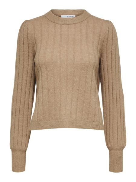 Tricots Warm Taupe Femme Manches Longues Pull Selected