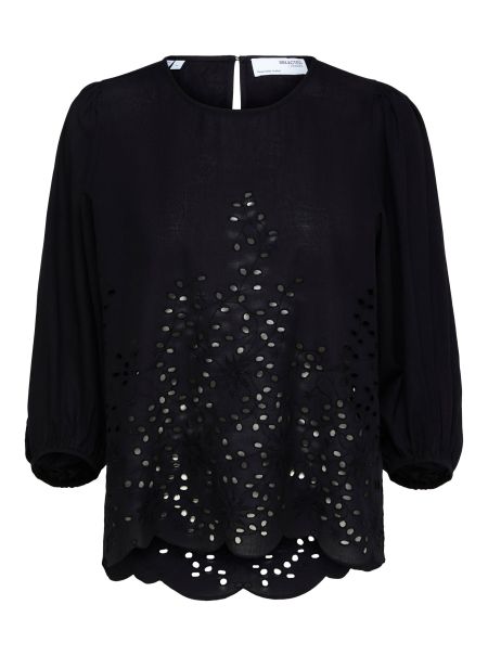 Selected Broderie Anglaise Blouse Tops Et Blouses Femme Black