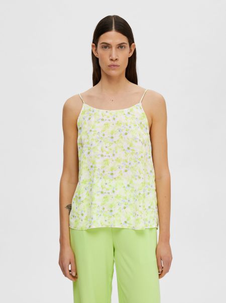 Floral Camisole Tops Et Blouses Sharp Green Selected Femme