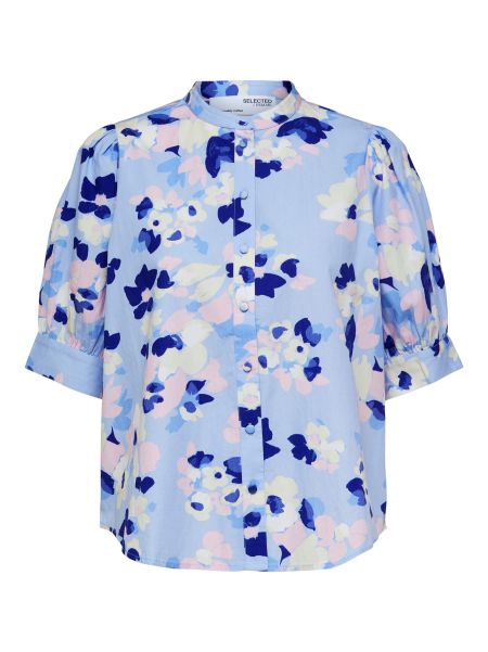 Selected Tops Et Blouses Femme Blue Heron Floral T-Shirt À Manches Courtes
