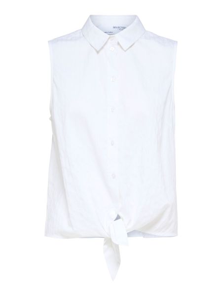Femme Chemises Selected Bright White Knotted Top Sans Manches