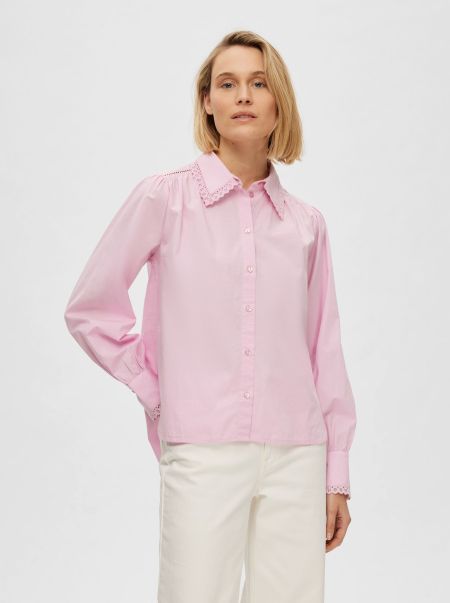 Selected Sweet Lilac Broderie Anglaise Blouse Femme Chemises