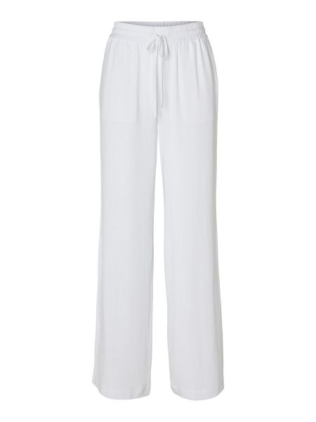 Femme Bright White Pantalons À Taille Haute Pantalon Selected