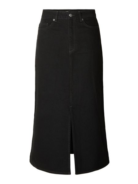 Selected Jupes & Shorts Femme Black Denim Jupe Mi-Longue Black Denim