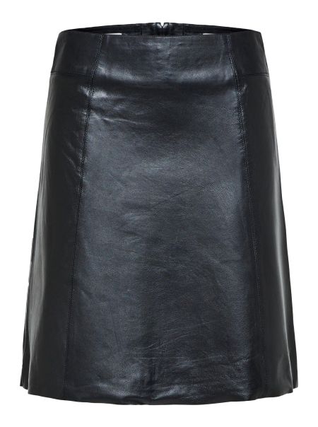 Jupes & Shorts Femme Selected Black Mini Jupe En Cuir