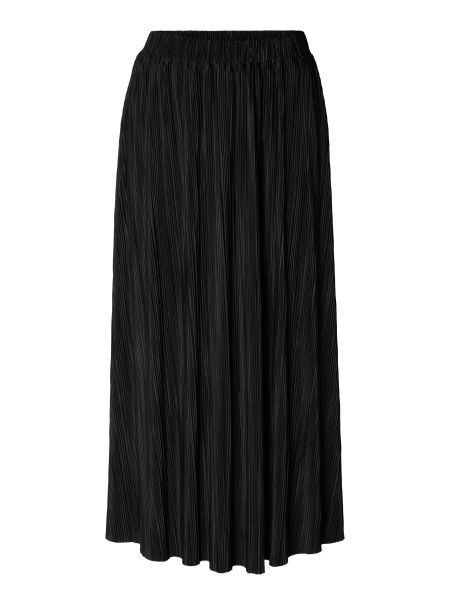 Black Plissé Jupe Mi-Longue Femme Selected Jupes & Shorts